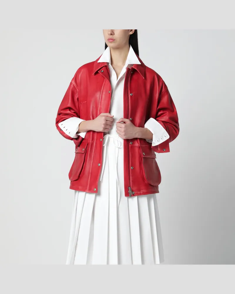 HALFBOY Roter Lederparka Red