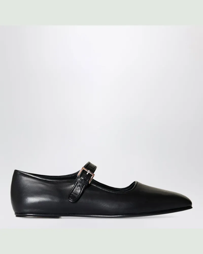 The Row Ava Mary Jane Schuhe schwarz aus Leder Black