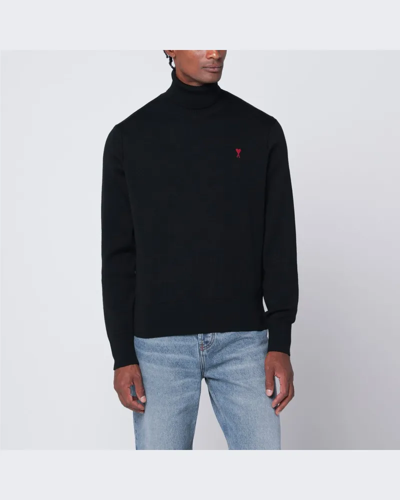 AMI Paris Schwarzer Rollkragenpullover Ami De Coeur Schwarz