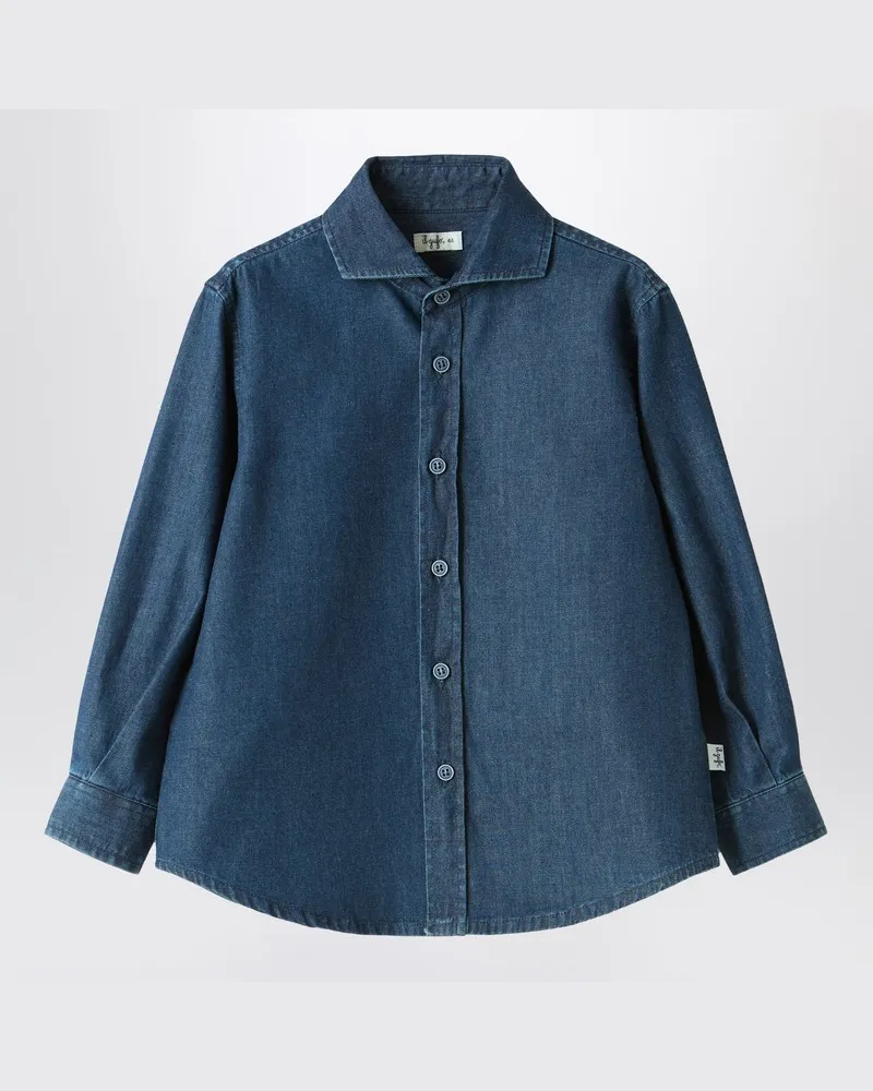 Il Gufo Hemd aus blauem Denim Blau