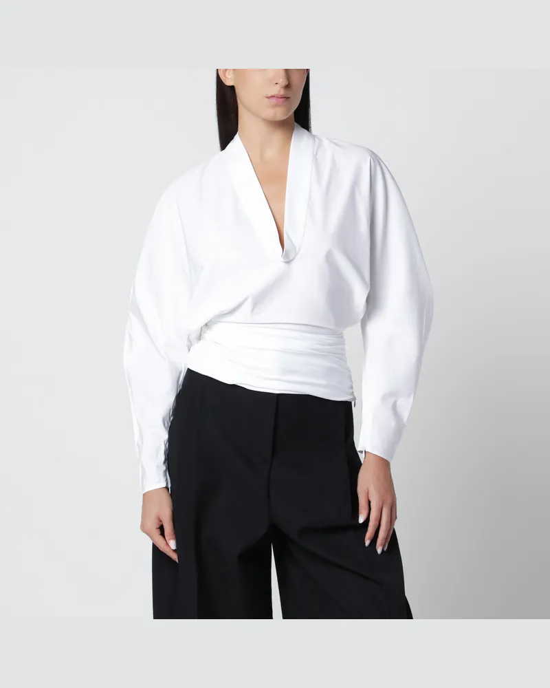 Jacquemus Colombe Bluse aus weißem Baumwollpopeline White