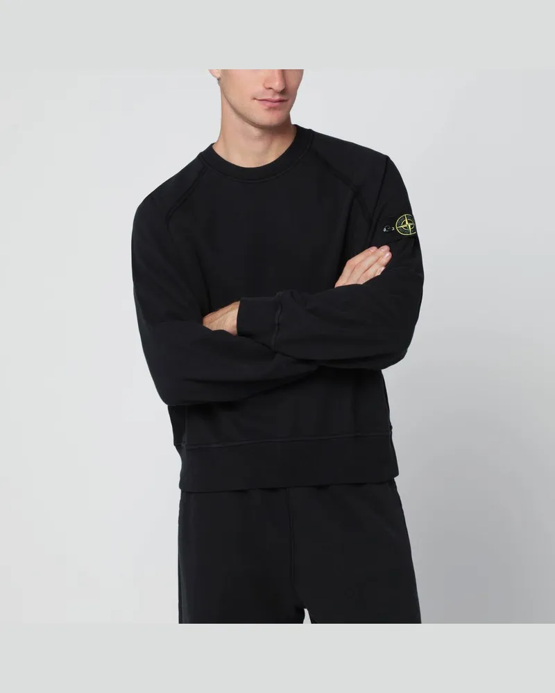 Stone Island Übergroßes schwarzes Sweatshirt mit Rundhalsausschnitt Schwarz