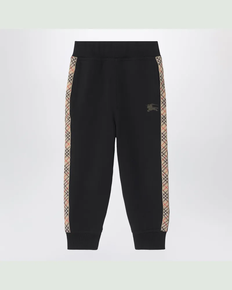 Burberry Schwarze Jogginghose mit Karomuster Black