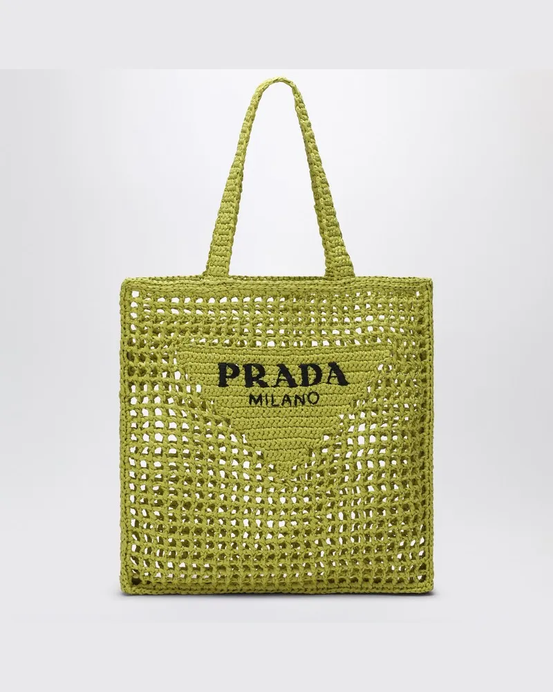 Prada Häkeltasche in Zedernfarbe mit Logo Gelb