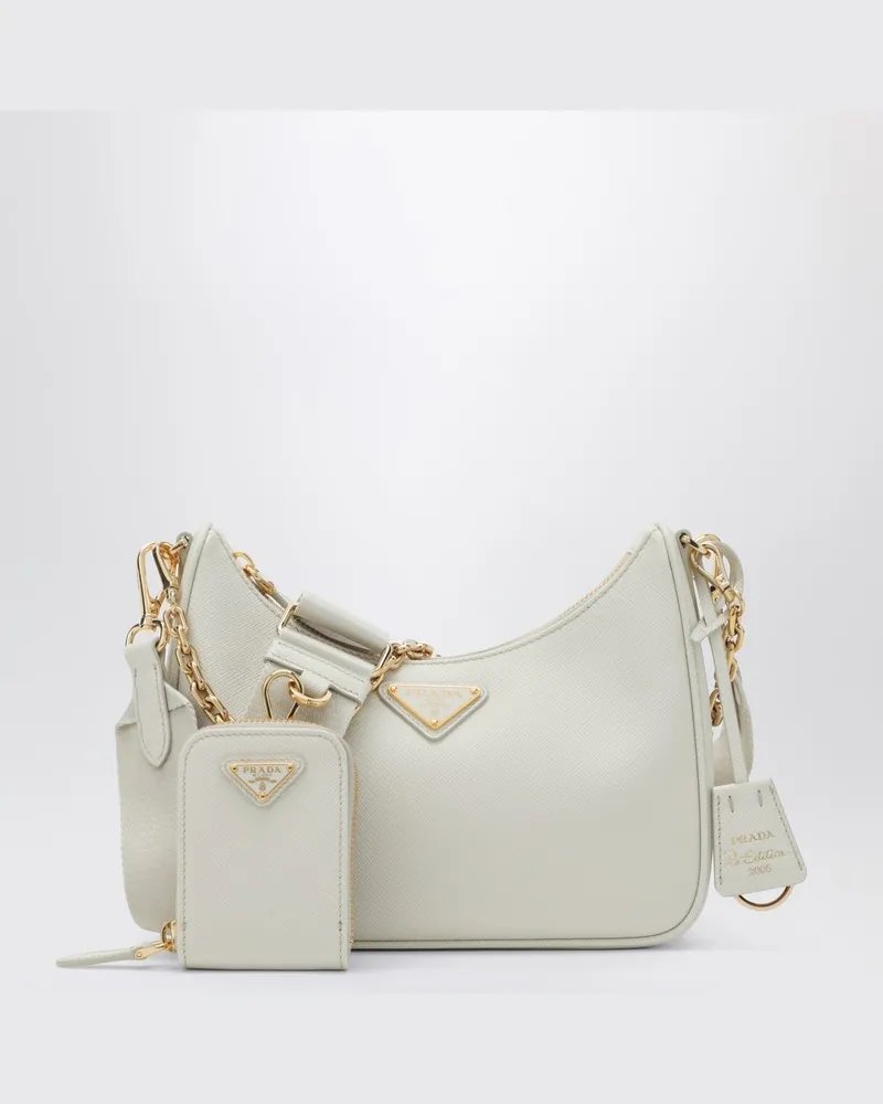 Prada Re-Edition 2005 Tasche aus talcfarbenem Leder Weiß