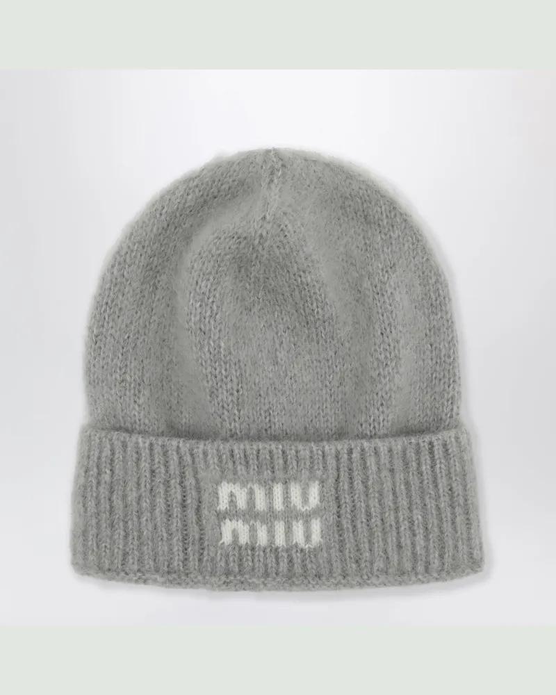 Miu Miu Mütze aus Mohairmischung, Grau Grey