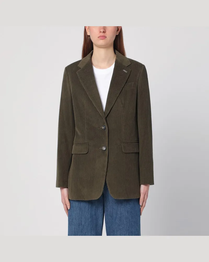Max Mara Kaki gestreifte Jacke Grün