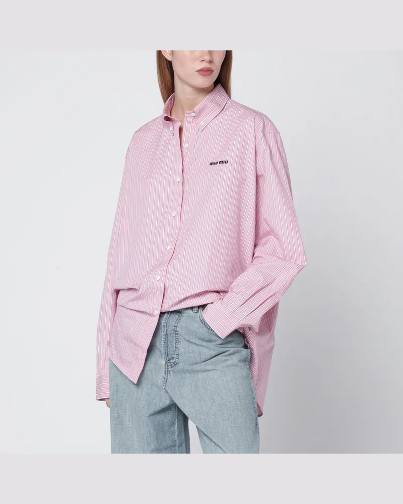 Miu Miu Oversize-Hemd in Rosa mit Logo-Stickerei Pink