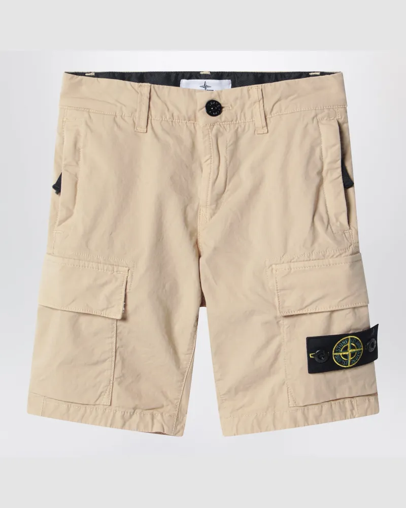 Stone Island Beige cargo shorts with Compass logo patch Beige