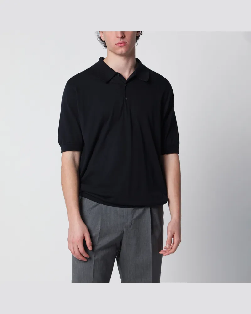 John Smedley Isis Baumwollpolo in Marineblau Blue