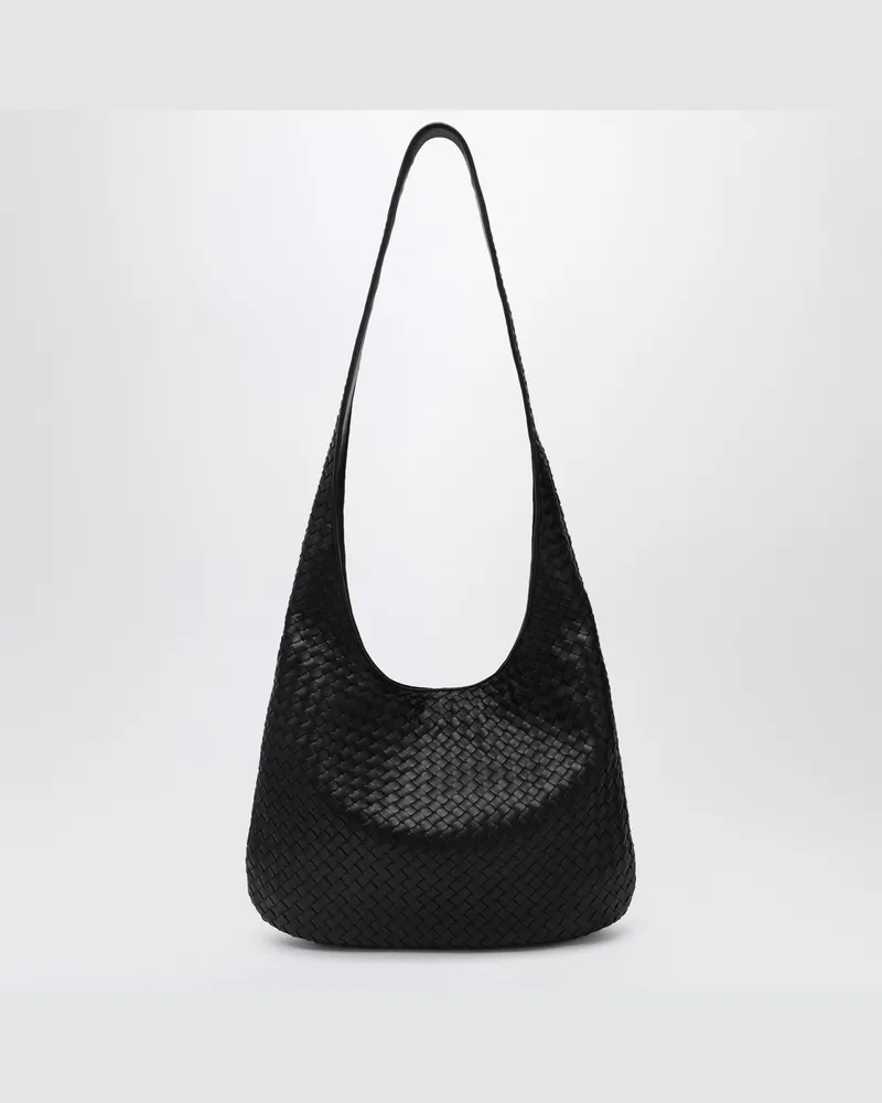 Bottega Veneta Große schwarze gewebte Veneto-Tasche Black