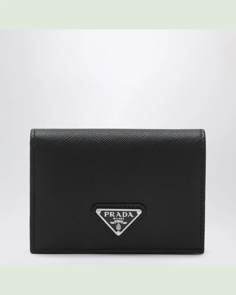 Prada Kleine schwarze Brieftasche aus Saffiano Black