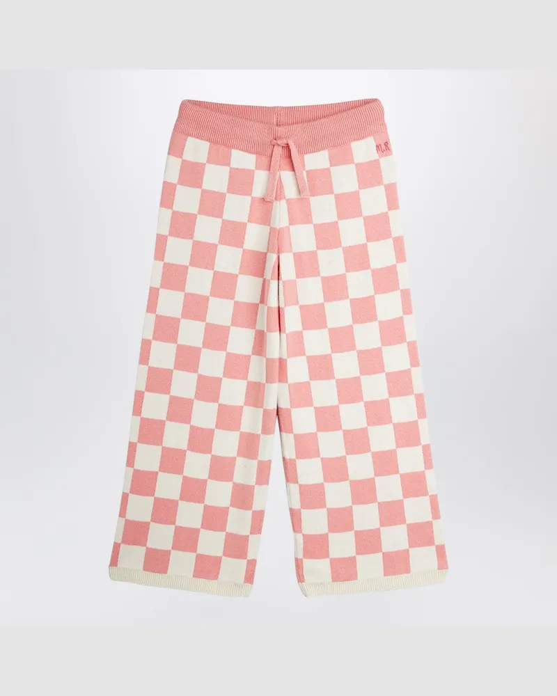 Mini Rodini Karierte rosa Strickhose aus Bio-Baumwolle Pink