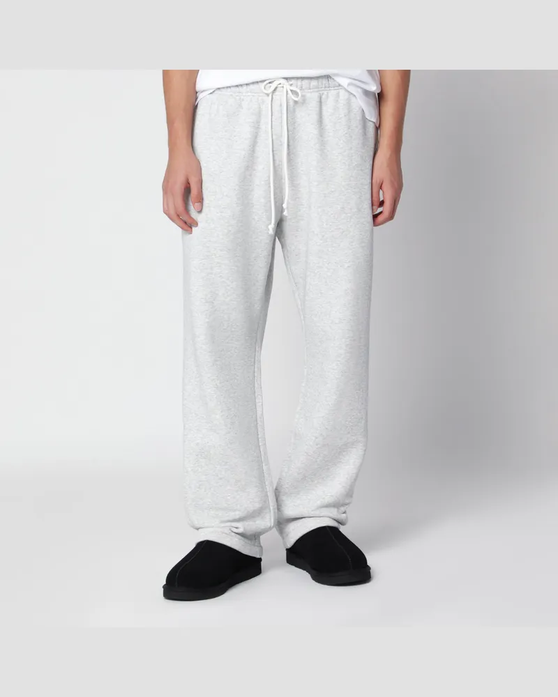 SKIMS Hellgraue Hose mit geradem Bein aus Baumwollfleece Grey