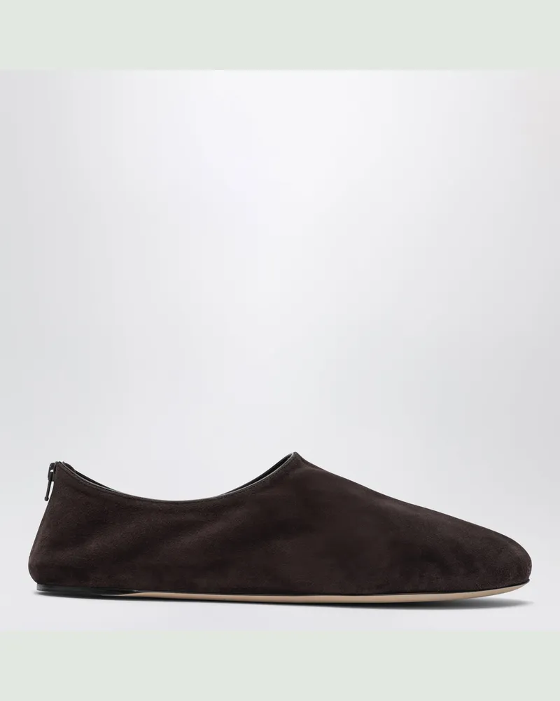 The Row Slipper Stellene in Moka aus Ziegenveloursleder Brown