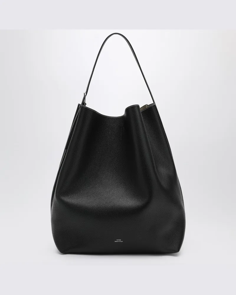 Totême Schwarze Tragetasche aus granatfarbenem Leder Schwarz