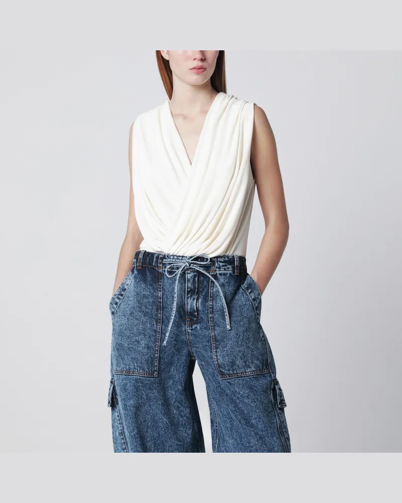 Alaïa Body aus Viskose in Creme mit Kapuze Beige