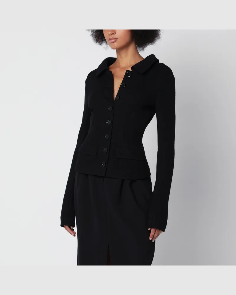 Dolce & Gabbana Schwarze einreihige Jacke aus Wolle Black