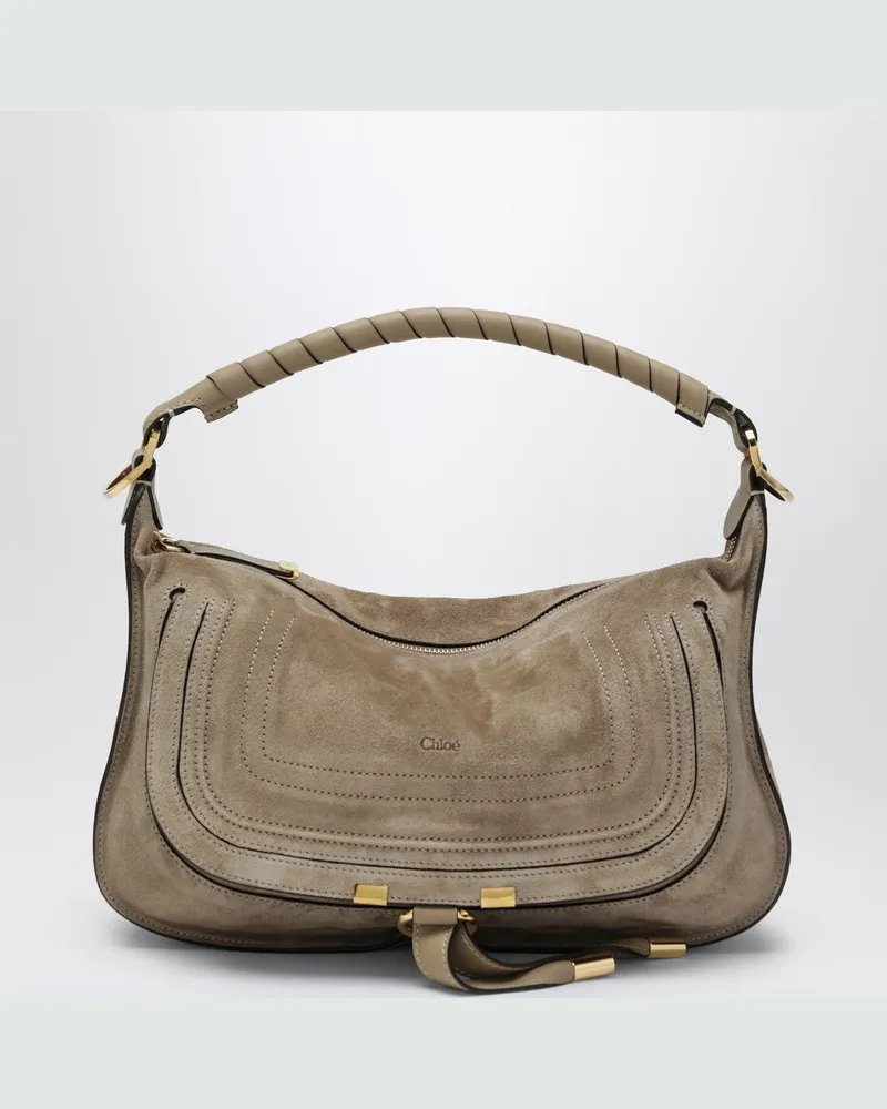 Chloé Marcie kleine Tasche aus hellbraunem Veloursleder Brown