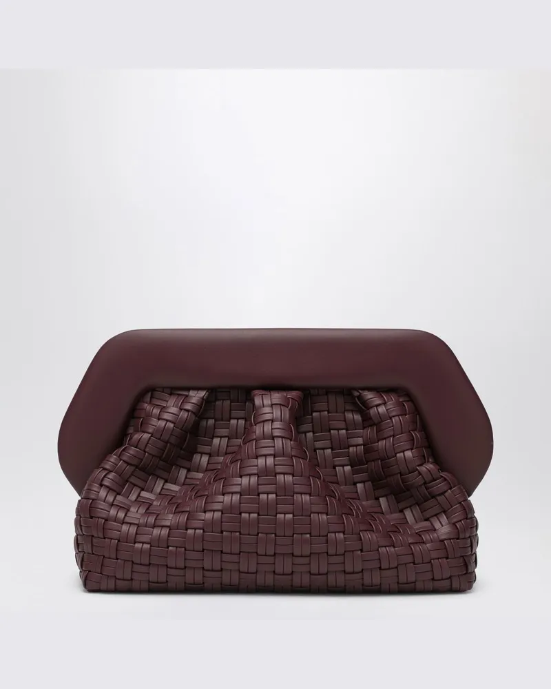 THEMOIRÈ Pflaumenfarbene gewebte Bios-Clutch-Tasche Burgunderrot