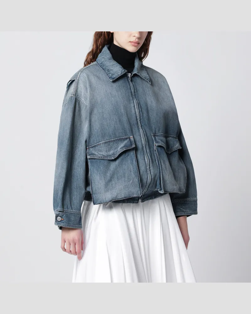 Maison Margiela Blaue Denimjacke mit Pattentaschen Blue