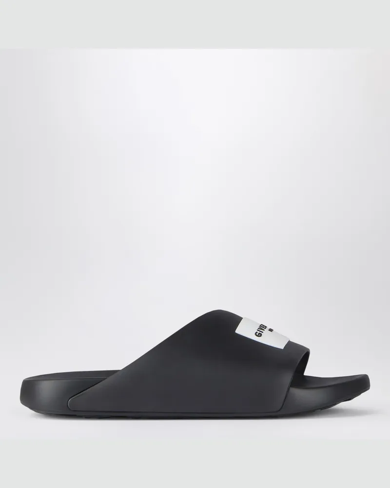 Givenchy Flache Label Slide Mules aus schwarzem Gummi Black