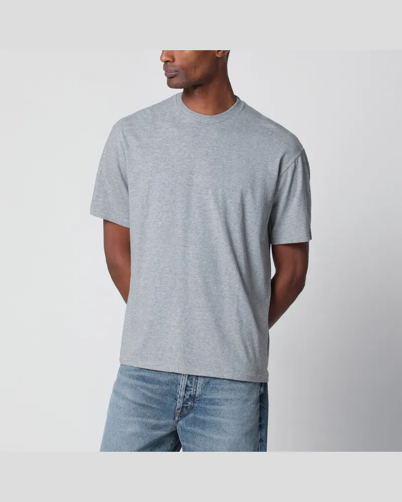 AURALEE Graues Baumwoll-T-Shirt mit Rundhalsausschnitt Grey