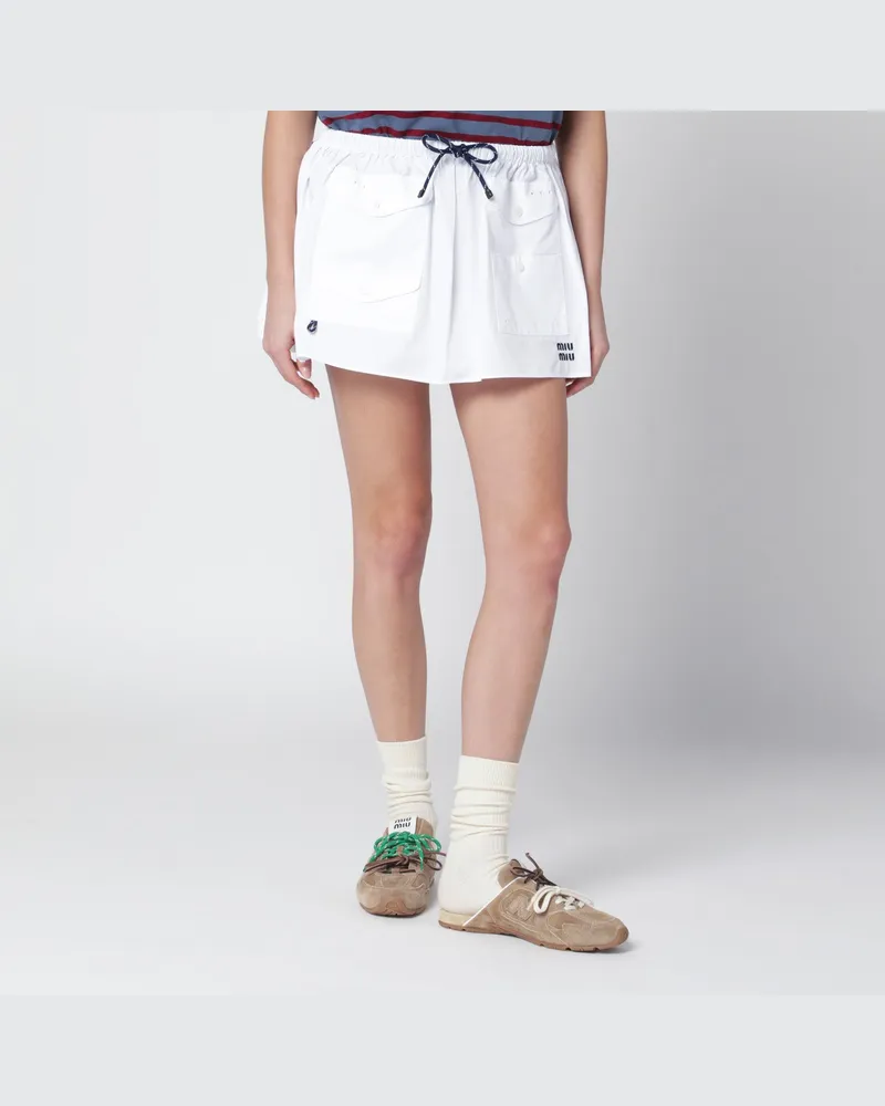 Miu Miu Weiße Minirock aus Baumwolle White
