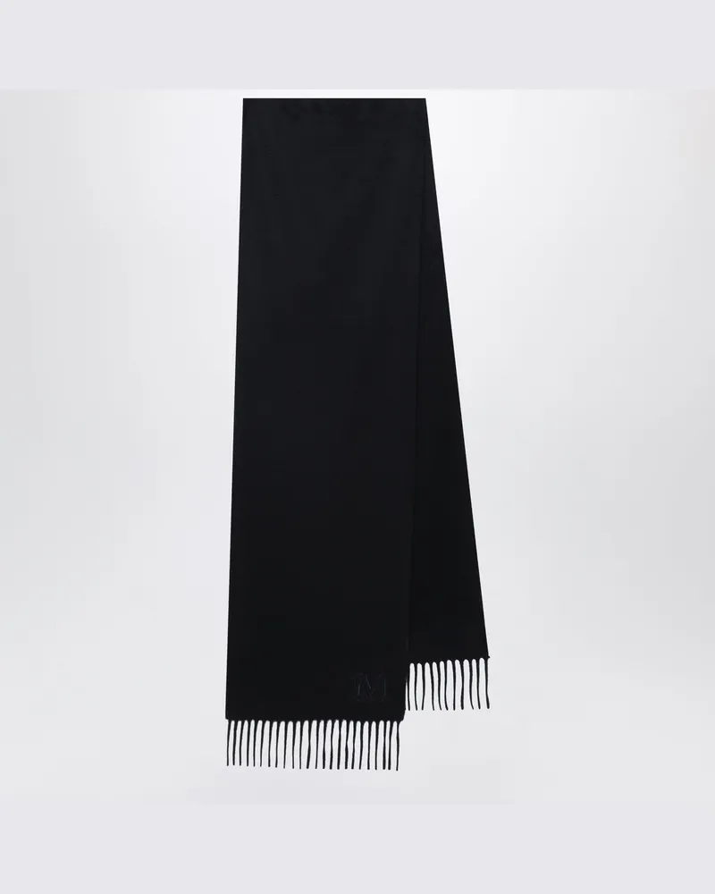 Max Mara Kaschmirstola mit Monogramm-Stickerei in Schwarz Black