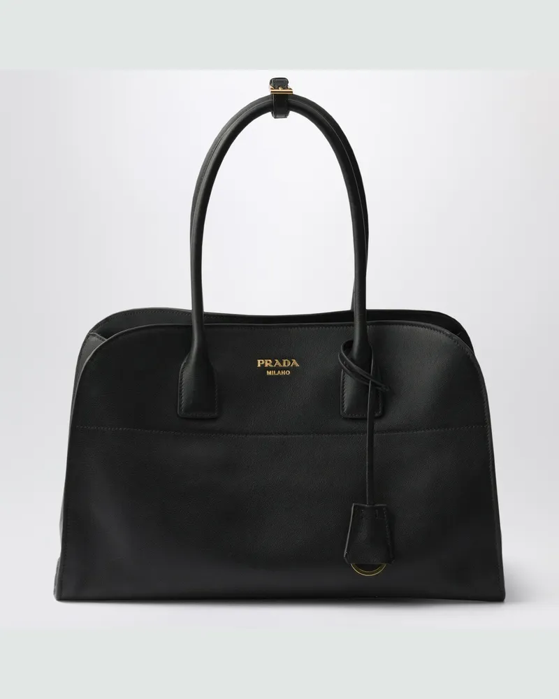 Prada Große schwarze Shoppingtasche aus Leder 
