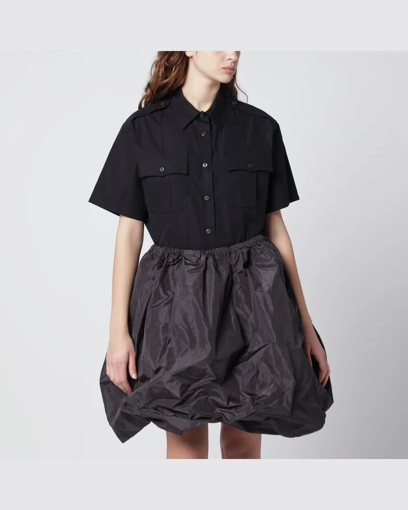 Prada Kurzärmeliges Hemd aus schwarzem Popeline 