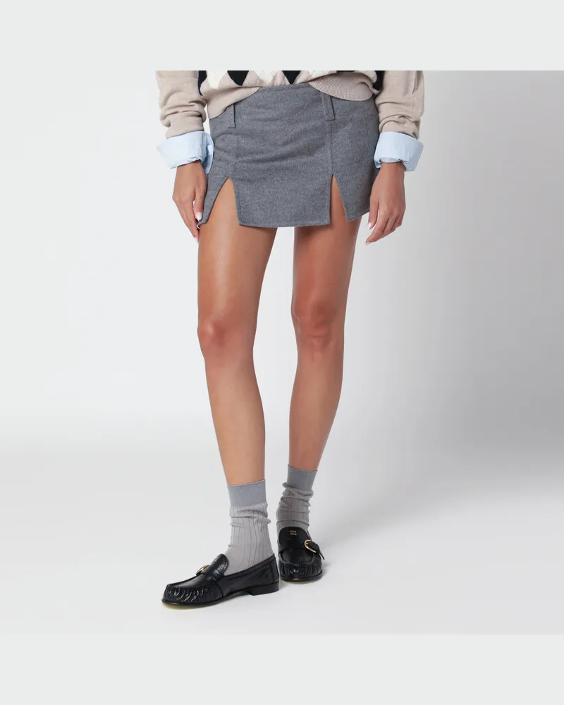 Miu Miu Grauer Minirock aus Wolle und Kaschmir Grey