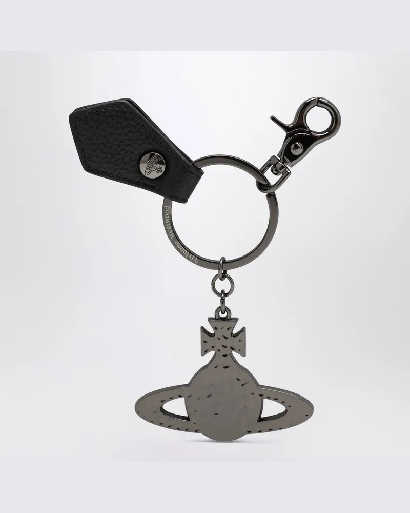 Vivienne Westwood Schwarzer gehämmerter Metall-Orb-Schlüsselanhänger Schwarz