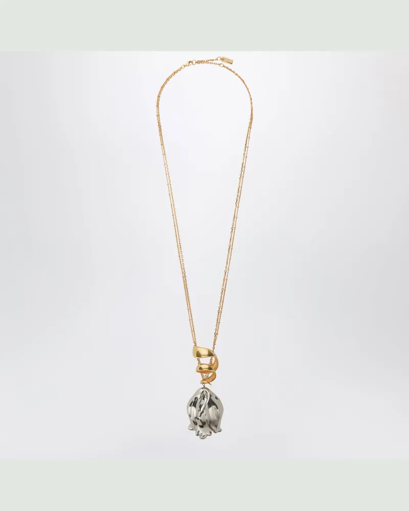 Chloé Gold-/silberfarbene Halskette mit Blumenanhänger Metal