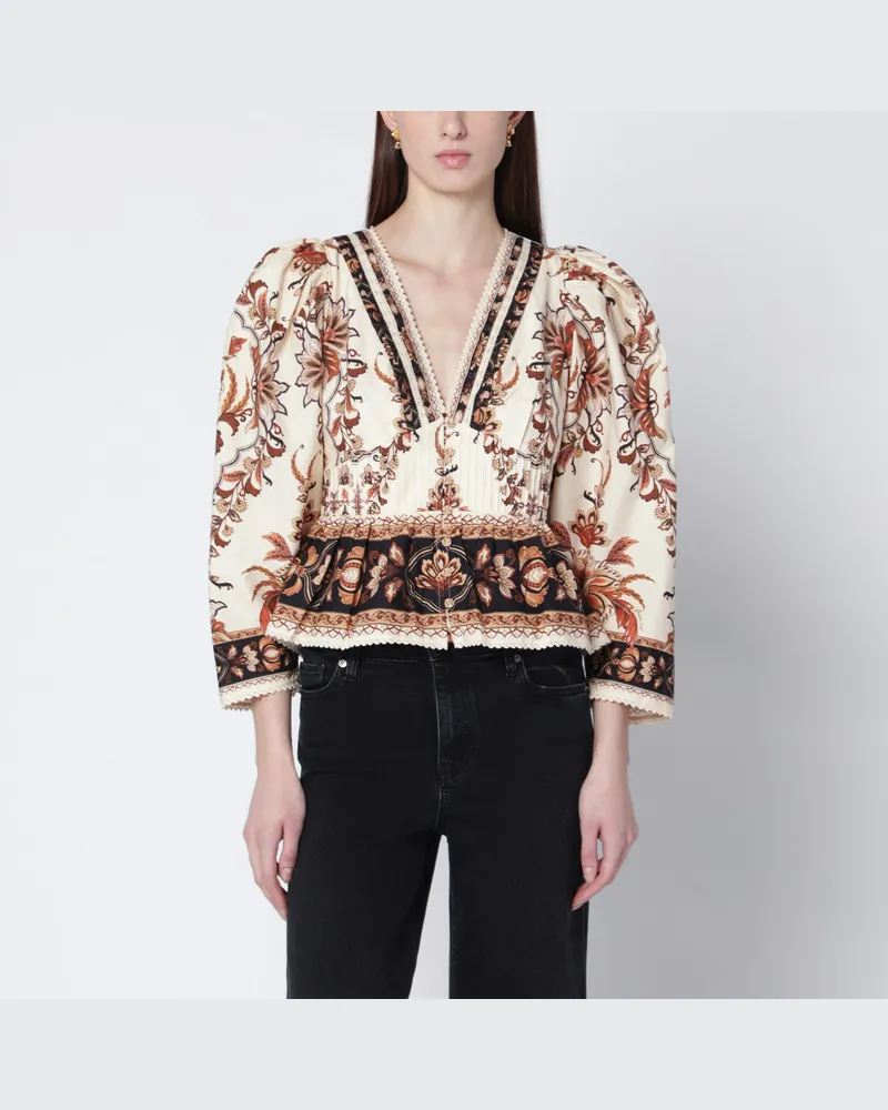 FARM Rio Sand Bluse "Majestic Garden Lace Multicolor