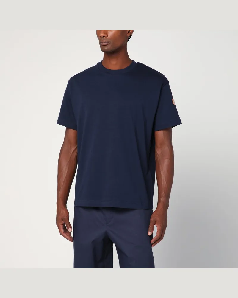 Moncler Blaues T-Shirt aus Baumwolle Blau