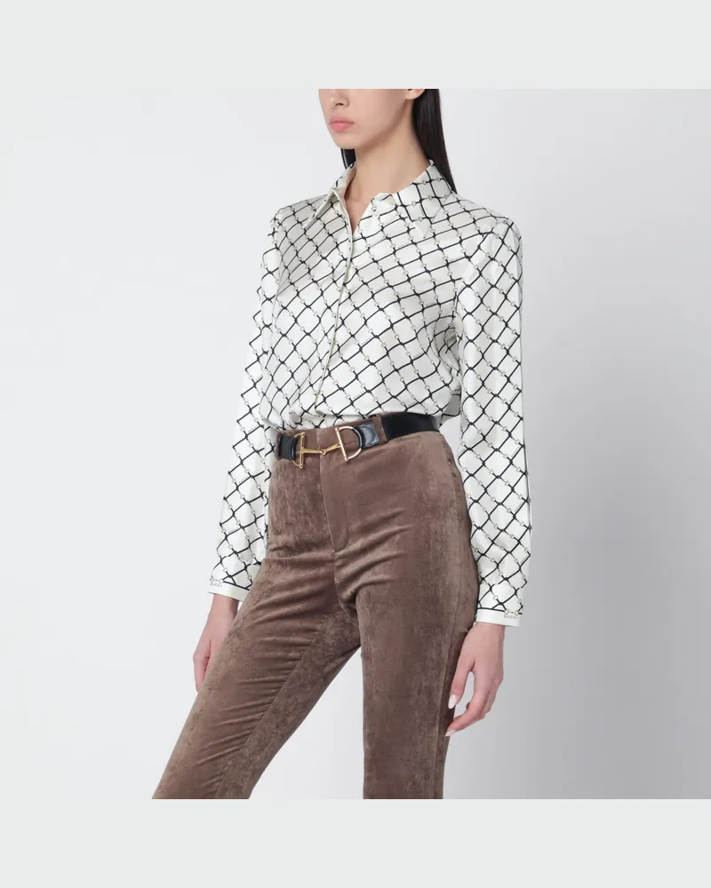 Gucci Weißes Seidentwill-Hemd mit Print White