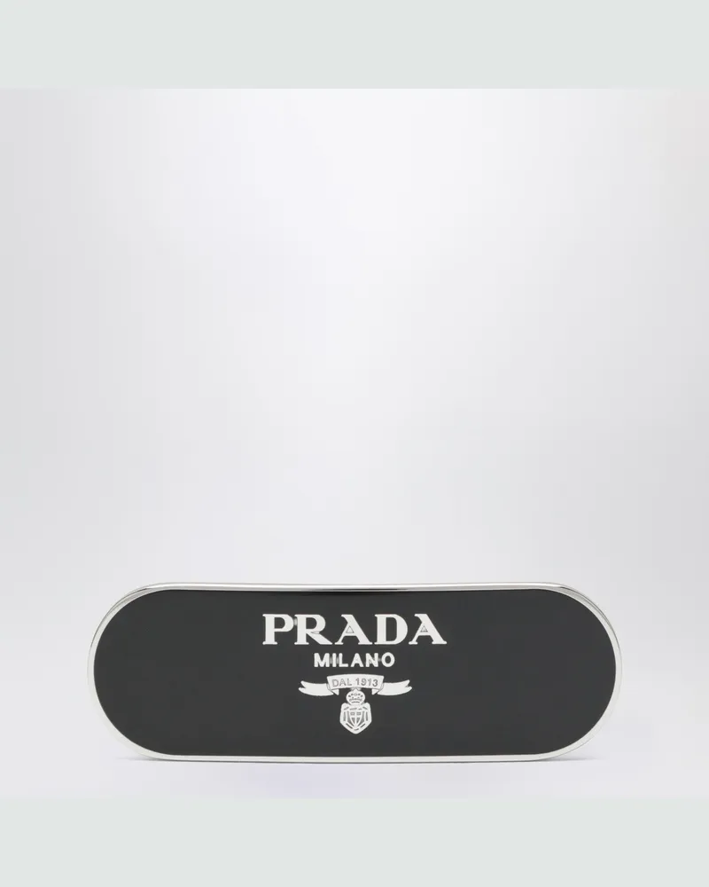 Prada Schwarze Haarspange aus Metall Black