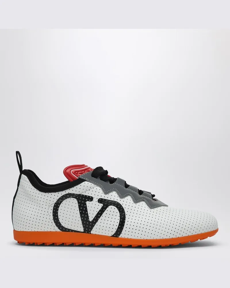 Valentino Garavani Weißer Sneaker Chromathon aus perforiertem Nappaleder Weiß