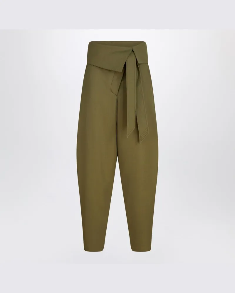 ATTICO Militärgrüne Hose aus Wollgabardine Grün