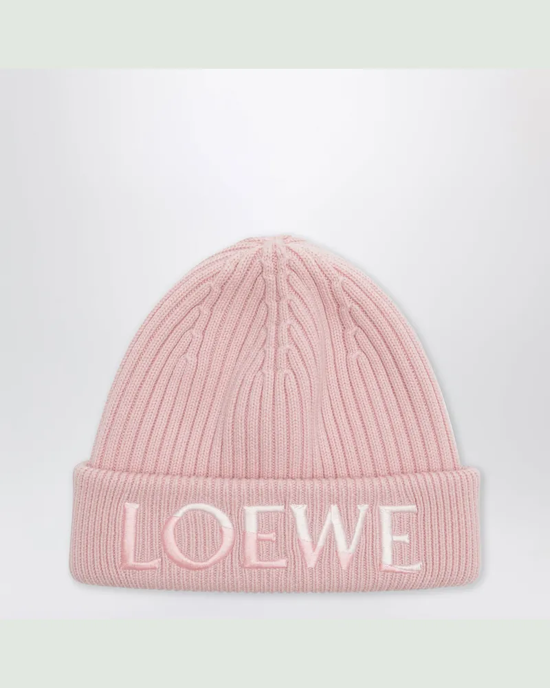 Loewe Rosa Wollmütze mit Logo-Stickerei Pink