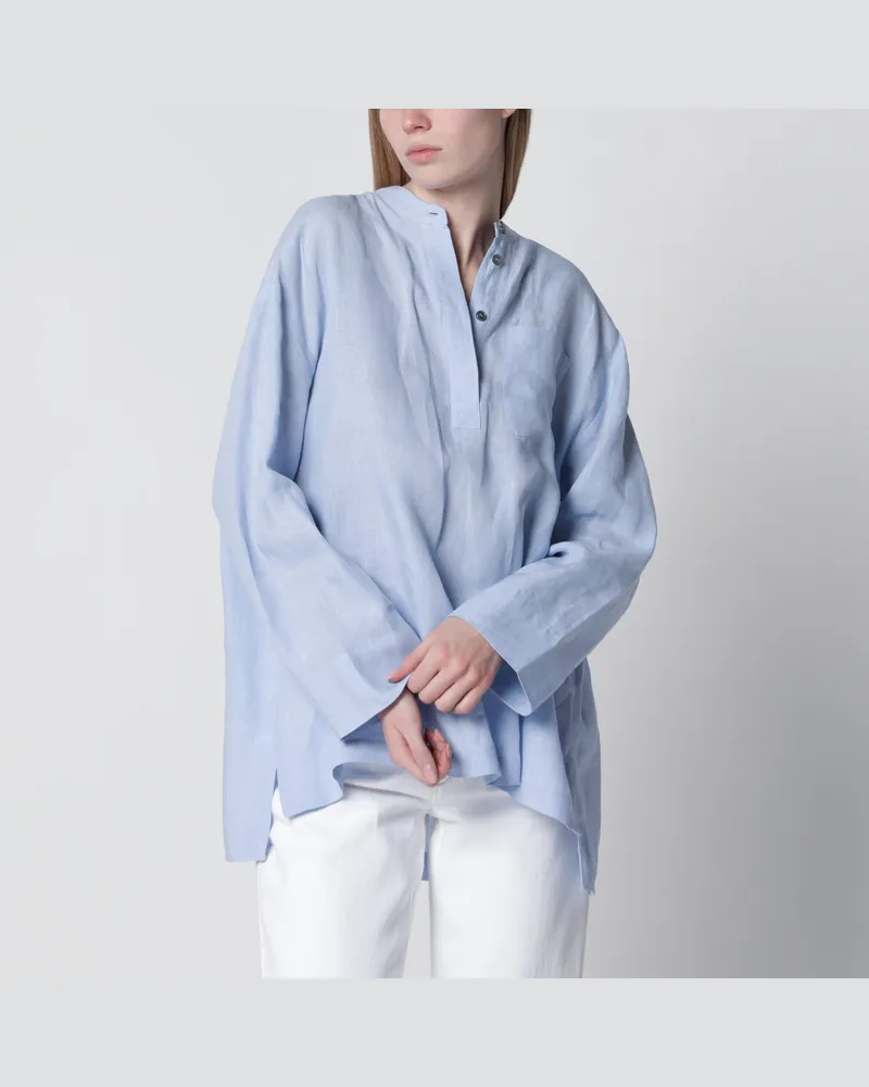 Max Mara Hemd aus reinem Leinen in Hellblau Light