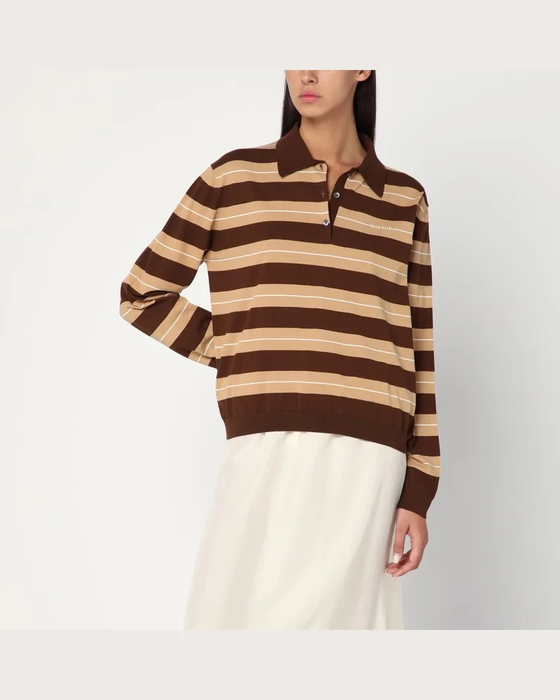 Miu Miu Langarm-Polo Cocoa/Karamell Braun