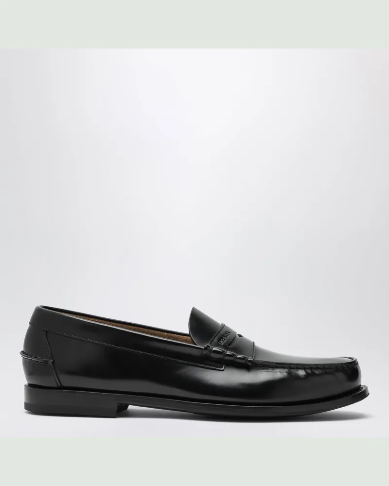 Prada Schwarze Loafer aus gebürstetem Leder Black