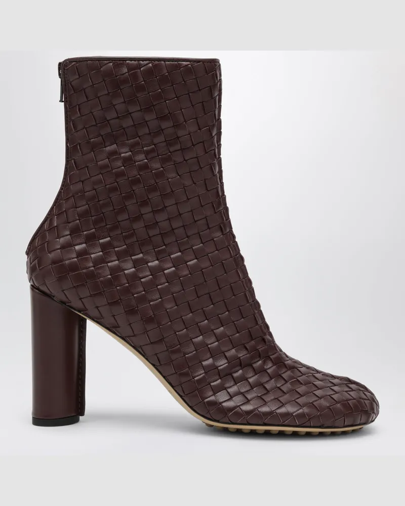 Bottega Veneta Dark brown Cherry ankle boots in Intrecciato nappa leather Burgundy