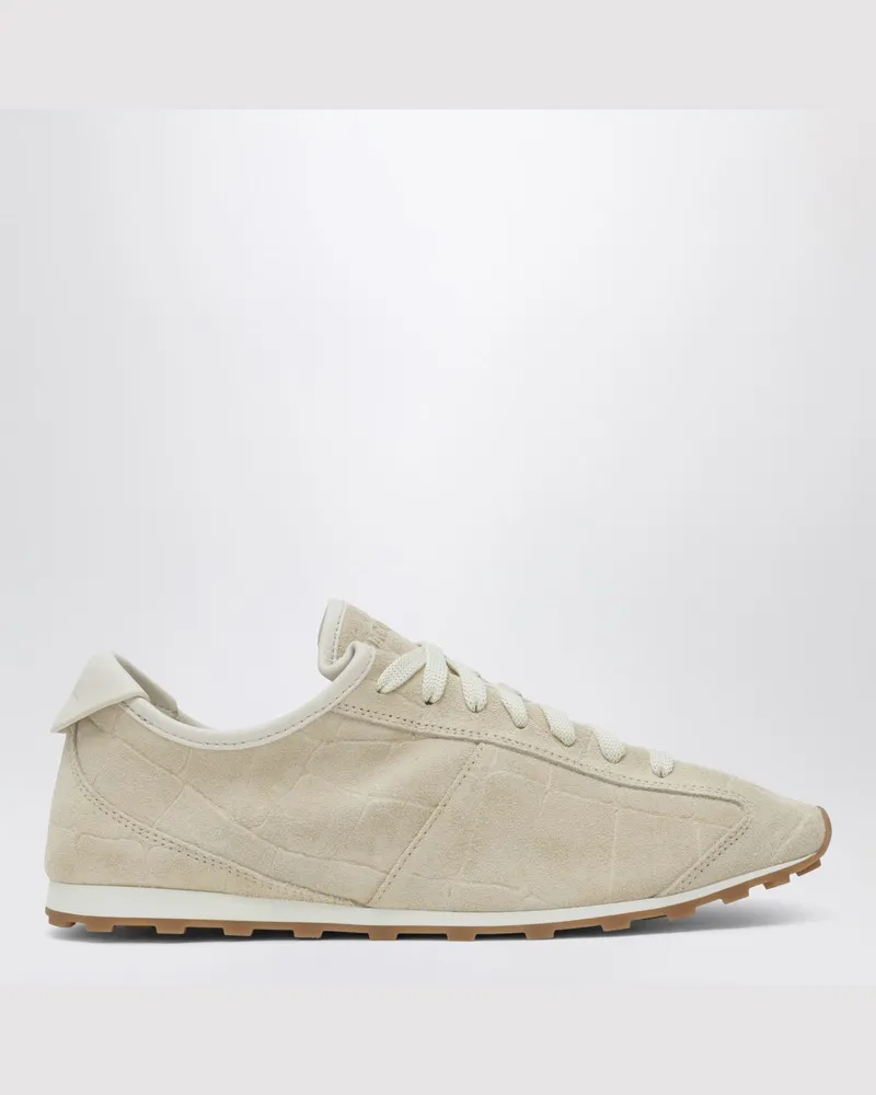 Jacquemus Sneaker Tennis in elfenbeinfarbener Krokodilprägung Wildleder Weiß