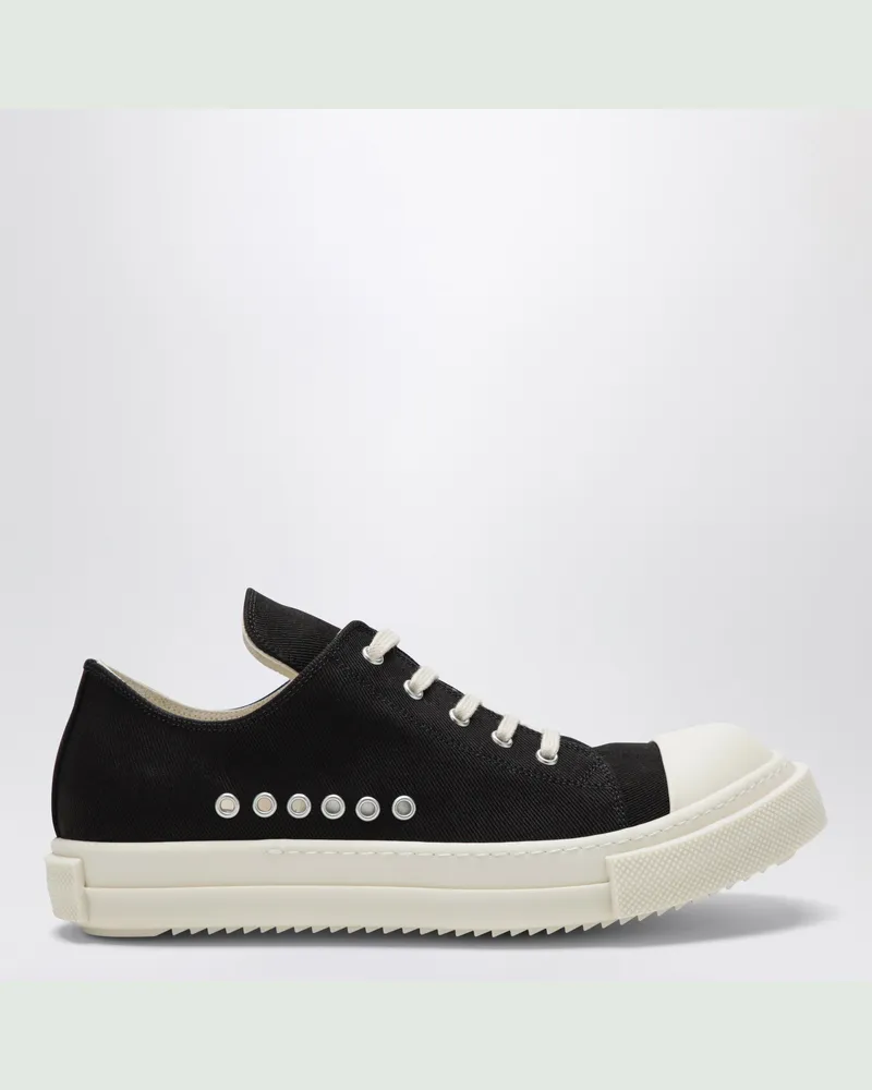 DRKSHDW by Rick Owens Temple Low Sneaker aus Denim in Schwarz/Milchweiß 