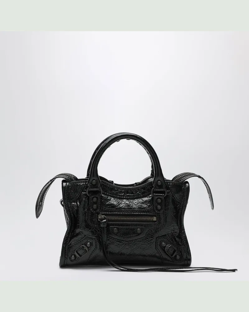 Balenciaga City Nano Handtasche aus Lammleder in Schwarz Black