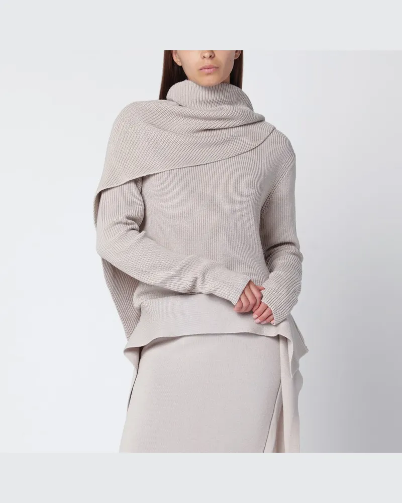 Entire Studios Hellbeiger Wollpullover mit Cape Schwarz