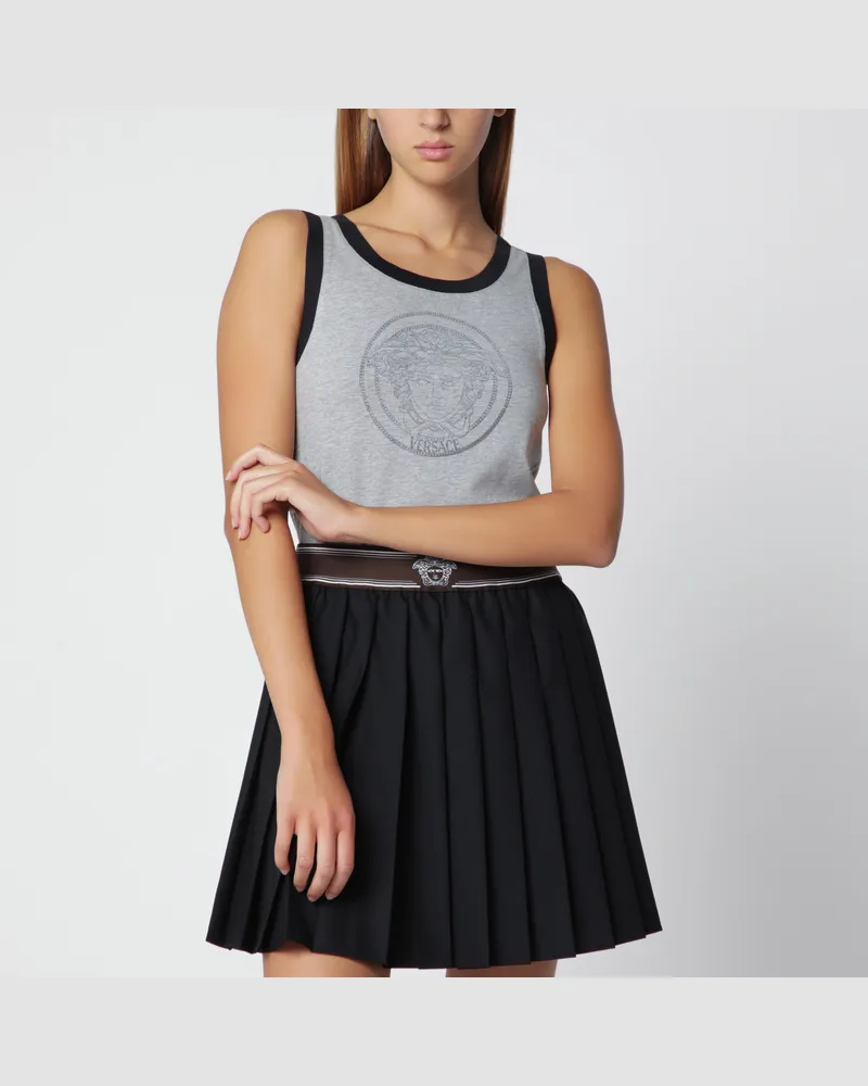 Versace Hellgraues T-Shirt aus Baumwolljersey mit Logoprint Grey